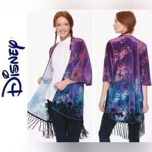 Disney velvet burnout fringed Kimono duster, open front, size SM (fits S/M)